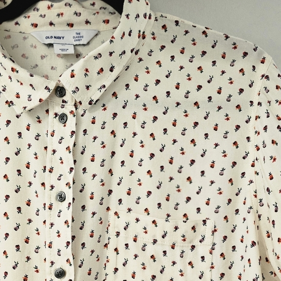 Old Navy Women's Classic Shirt Casual Floral Button Down - Picture 6 of 7